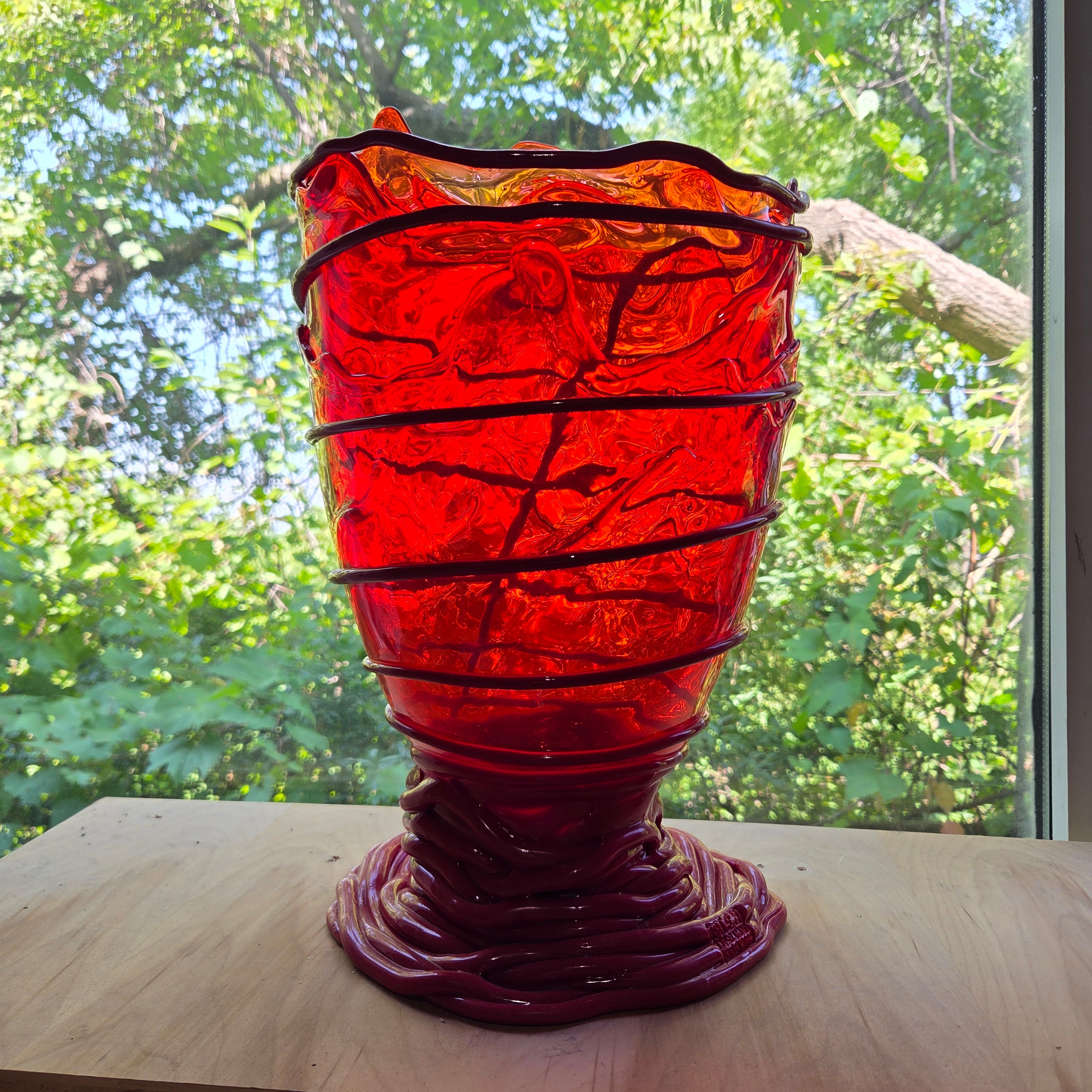 Gaetano Pesce fish vase Large POMPITU II VASE L clear red,red