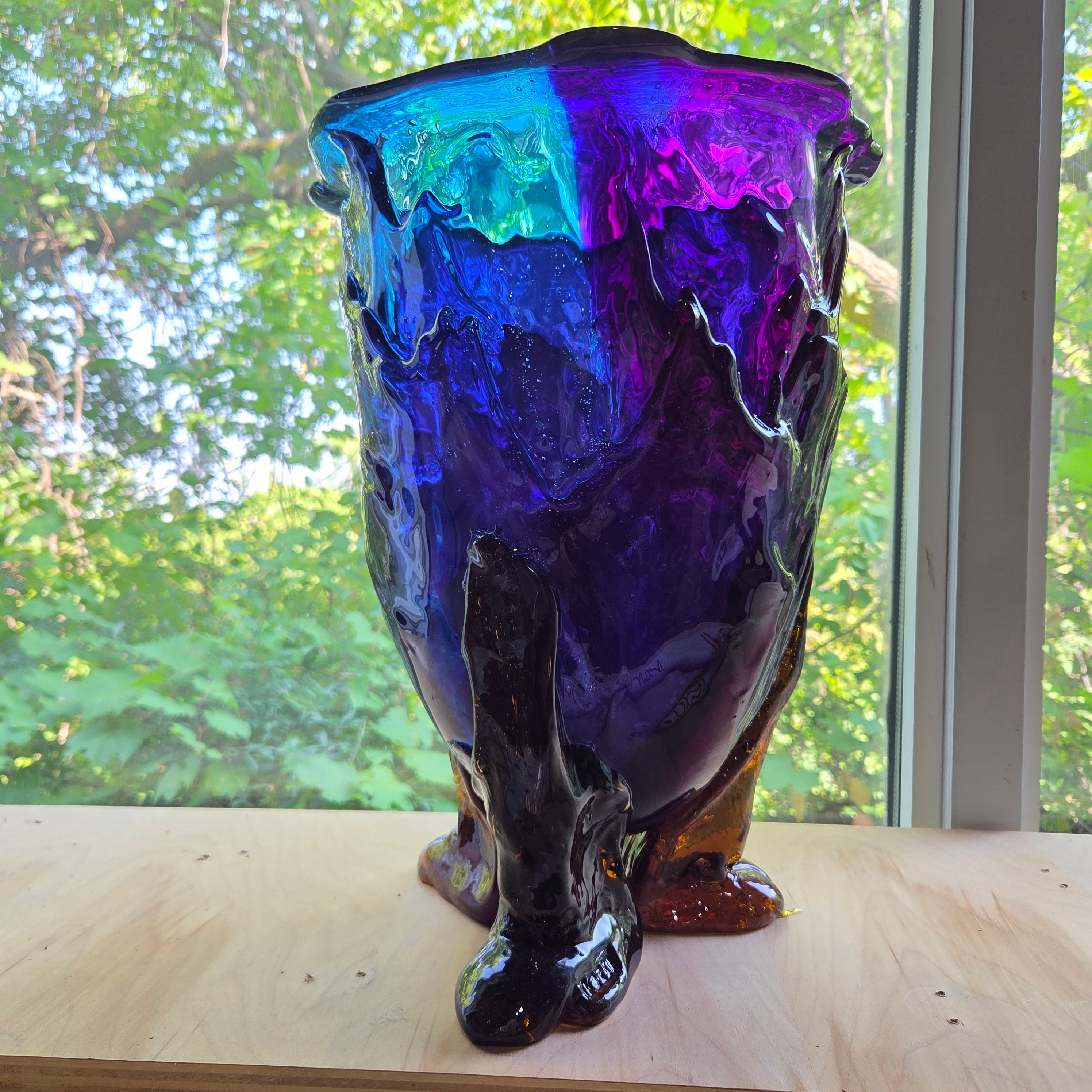 Gaetano Pesce fish vase Large AMAZONIA VASE L clear purple,clear blue, clear light blue,amber