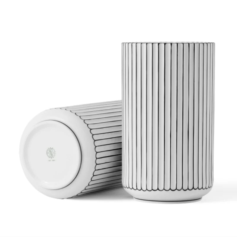 Vase H25 cm White with Gold Detail