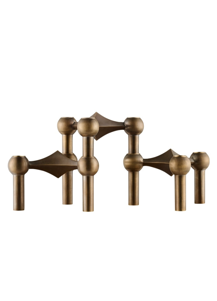 STOFF Nagel Candle Holder, Bronzed Brass, Set of 3