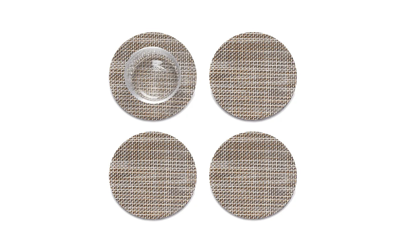 Chilewich Coasters Mini Basketweave (Set of 4) Soapstone