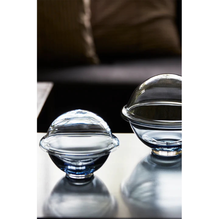 Lyngby Chapeau Jar, Blue Glass, Large