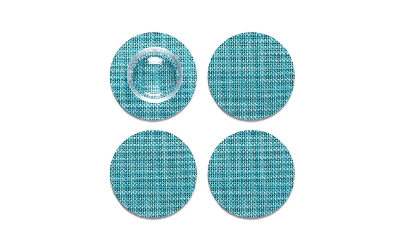 Chilewich Coasters Mini Basketweave (Set of 4) Turquoise
