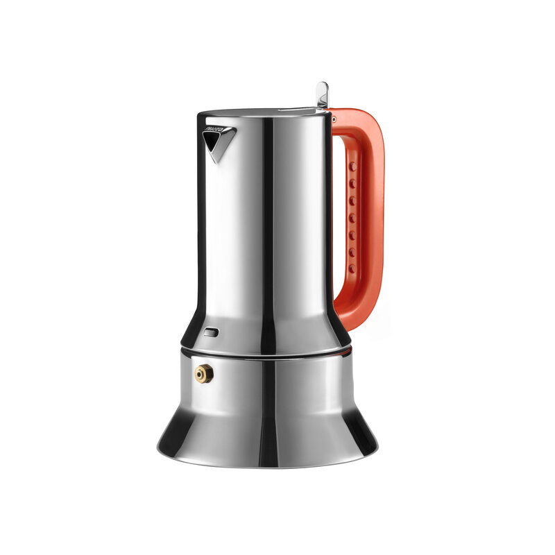 9090/6 100 Espresso coffee maker by Richard Sapper manico forato, orange 6 cup