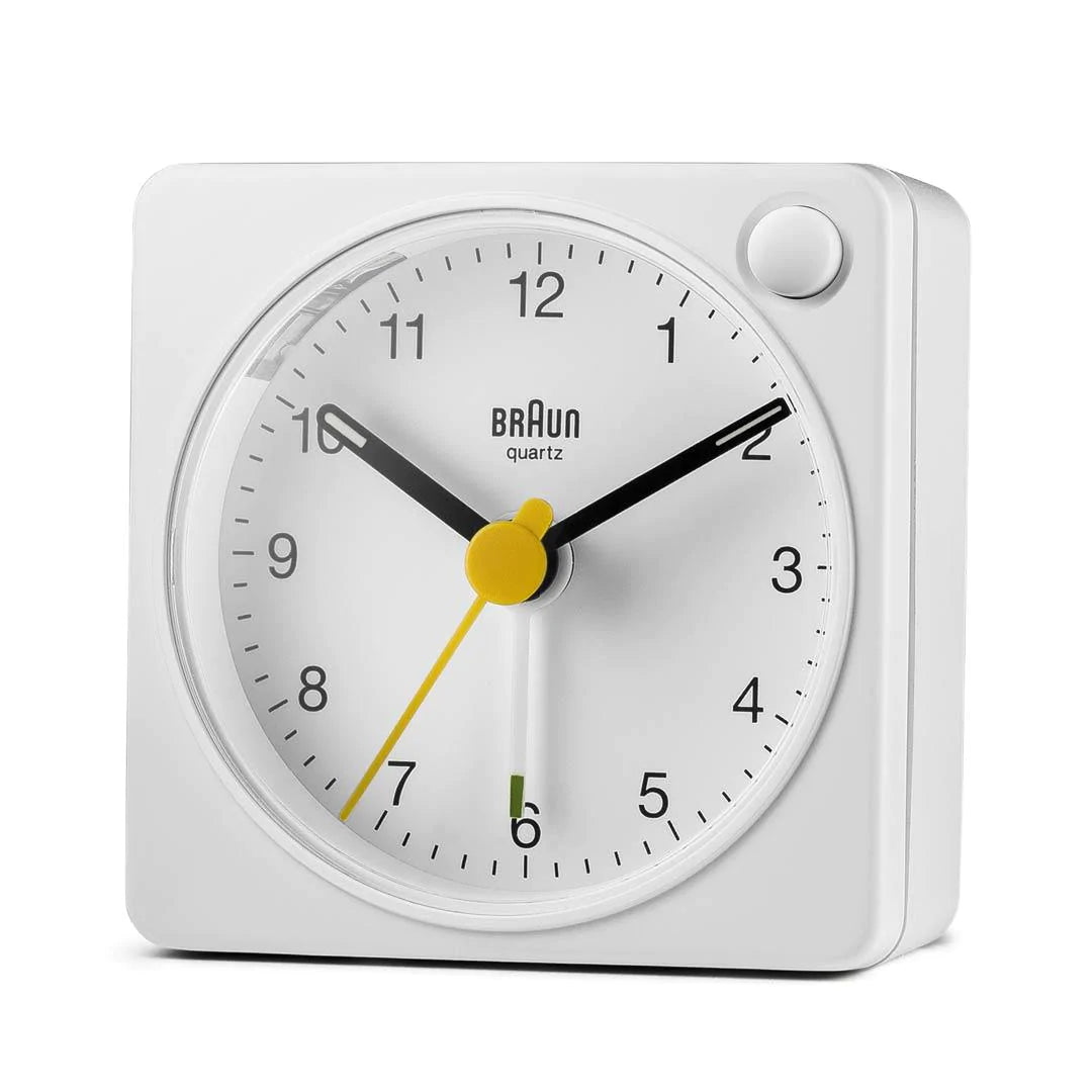 BC02XW Braun Classic Analogue Travel Alarm Clock - White