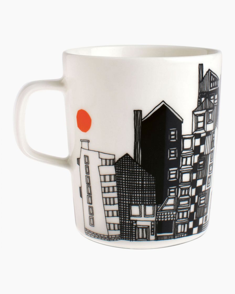 Oiva / Siirtolapuutarha mug 2,5 dl white black orange