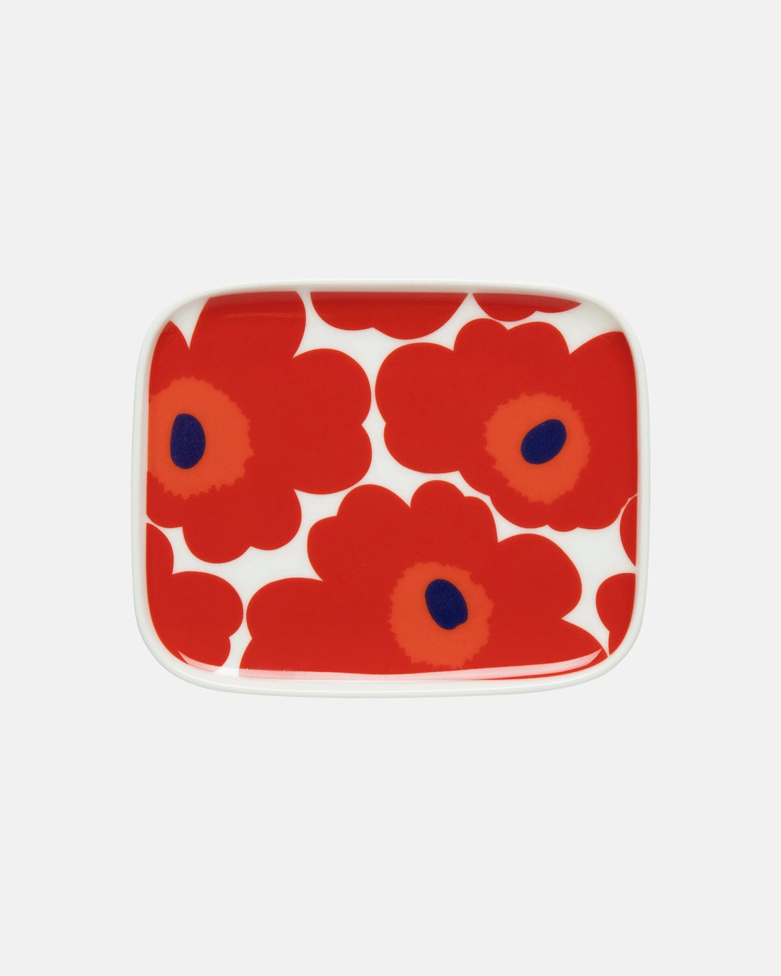 Oiva / Unikko plate 15x12 cm blue, red, white