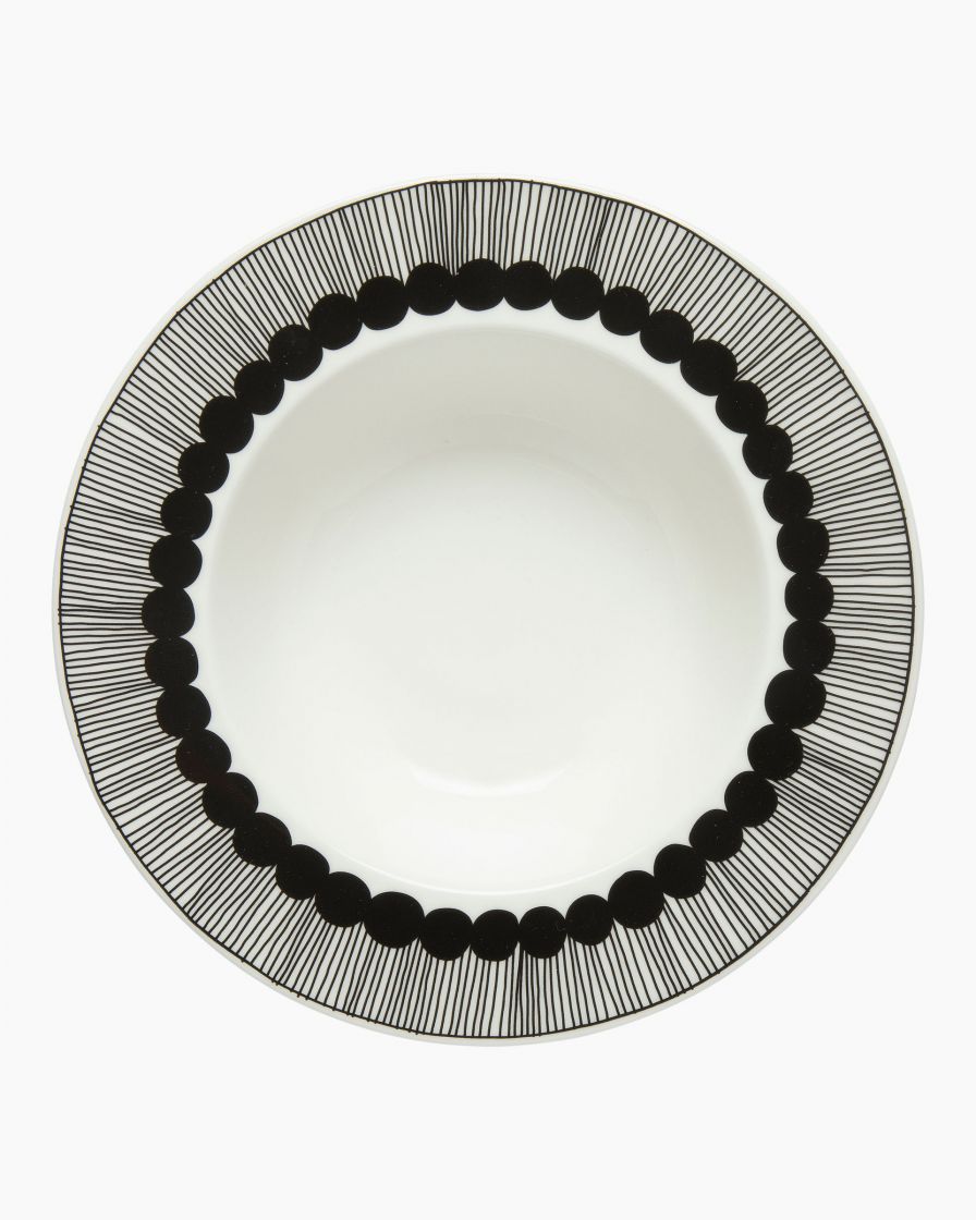 Oiva / Siirtolapuutarha deep plate 20 cm white black