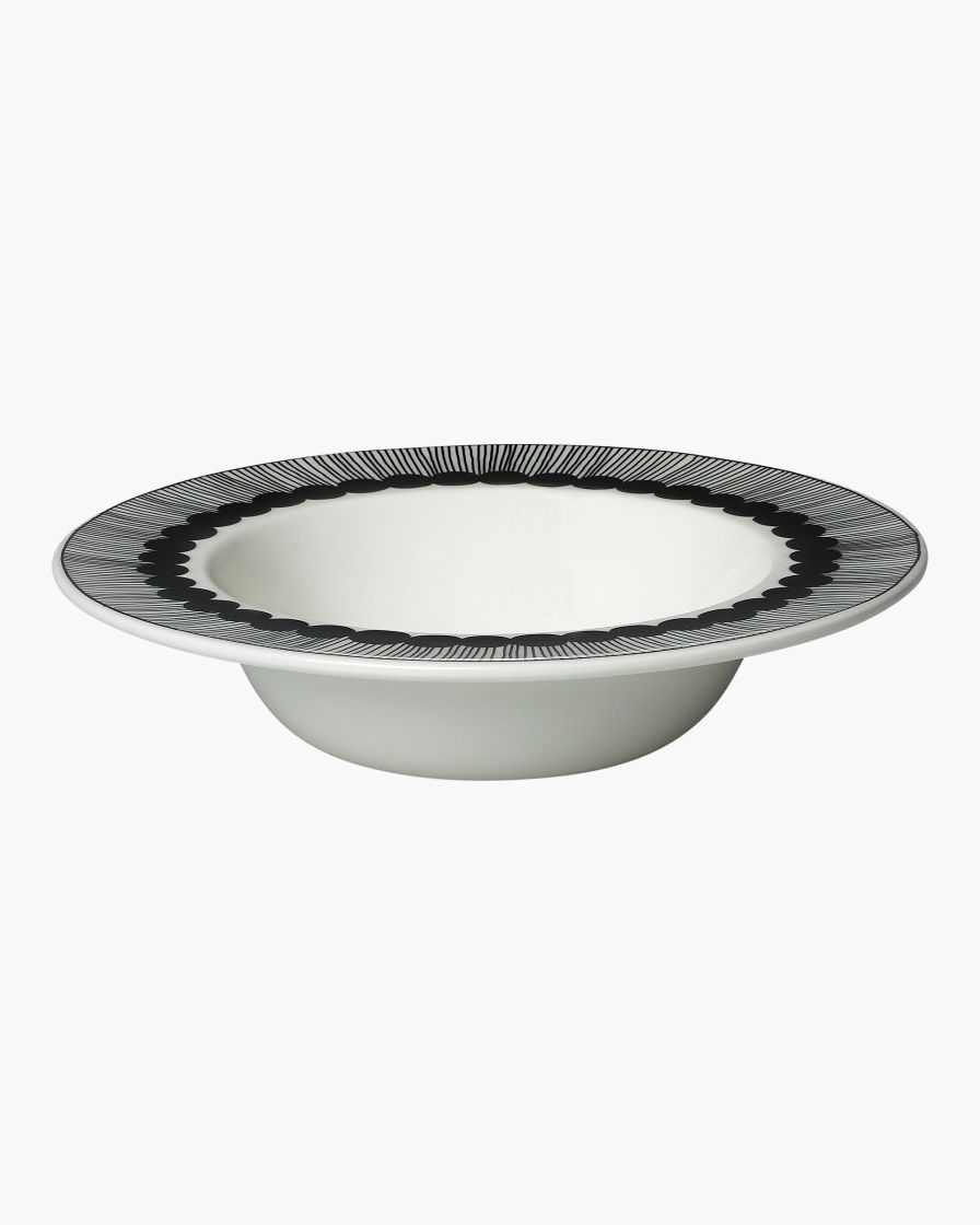 Oiva / Siirtolapuutarha deep plate 20 cm white black