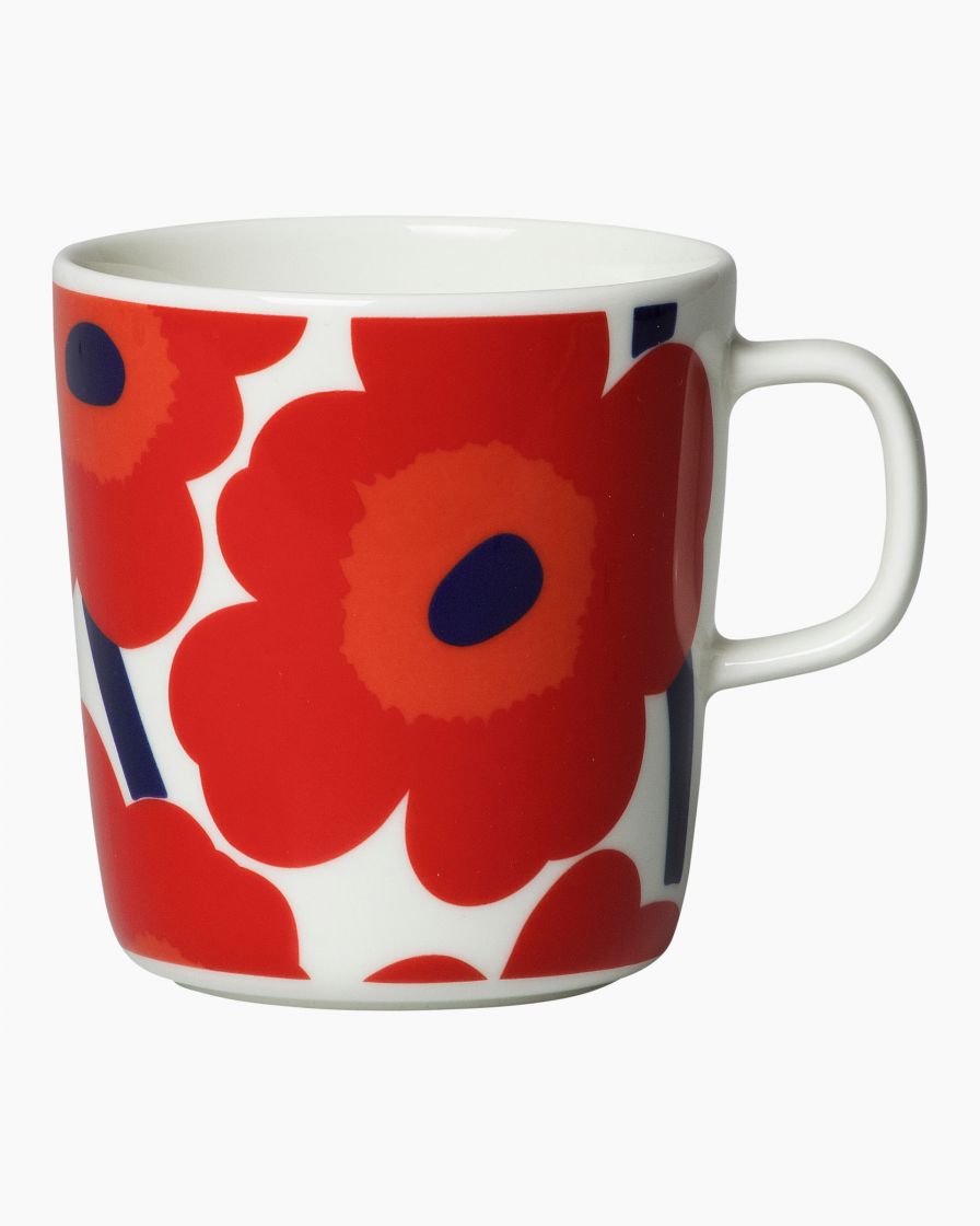 Oiva / Unikko mug 4 dl red / white 067719 001