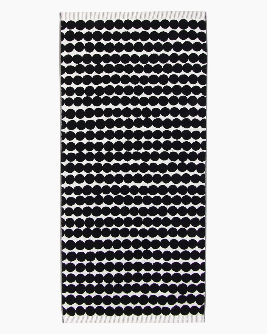 Räsymatto bath towel 70x150 cm white black