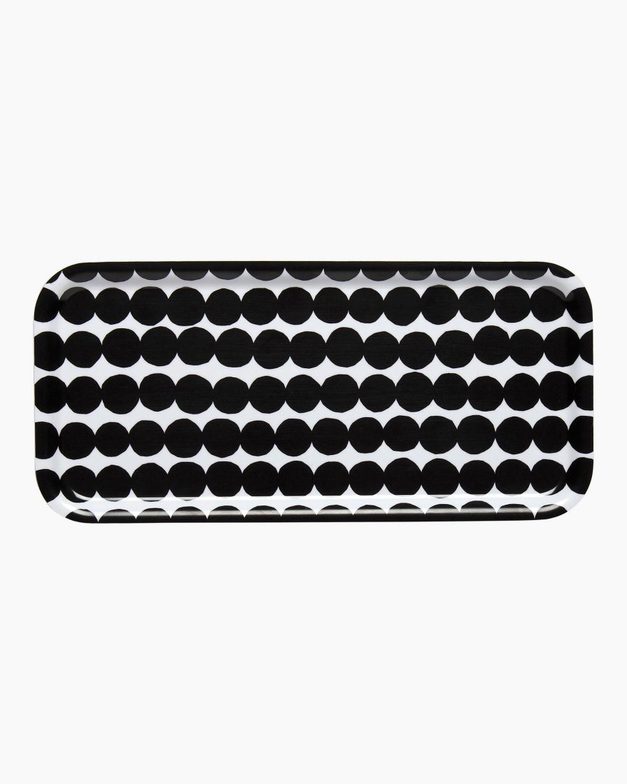 Räsymatto Tray 15x32cm black white