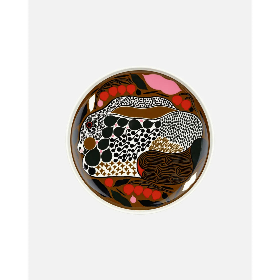 Oiva/Rusakko rabbit plate 20 cm White / brown / dark green / red : 072029 186