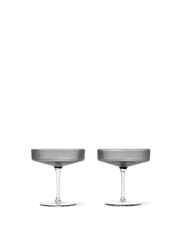 Ripple Champagne Saucers (set of 2) Smoked Grey