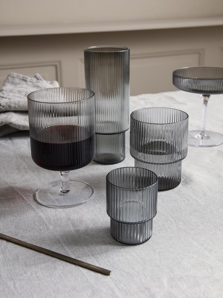 Ripple Long Drink Glasses - Set of 4 - Smoked Grey