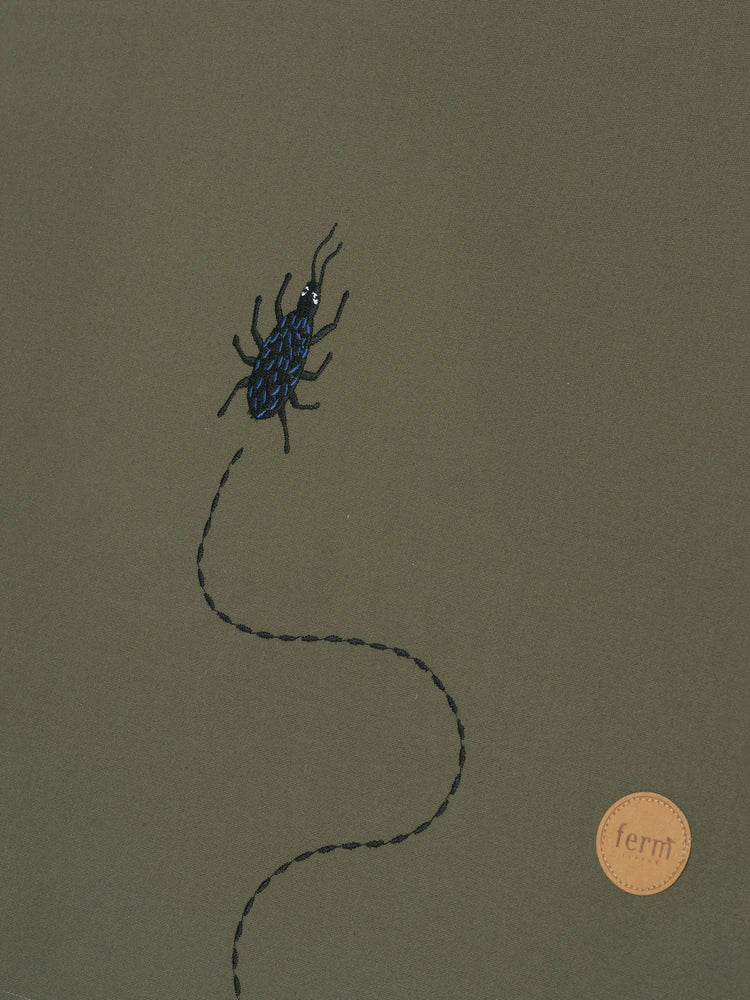 Tent with Beetle Embroidery Dark Olive