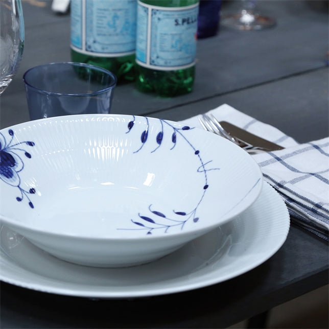 BLUE FLUTED MEGA PASTA BOWL 9.5"/ 24 cm Deep plate