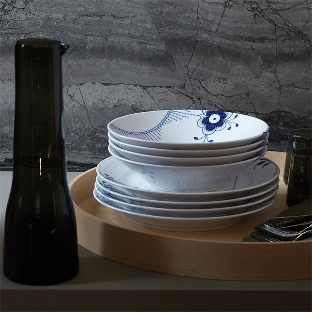 BLUE FLUTED MEGA PASTA BOWL 9.5"/ 24 cm Deep plate