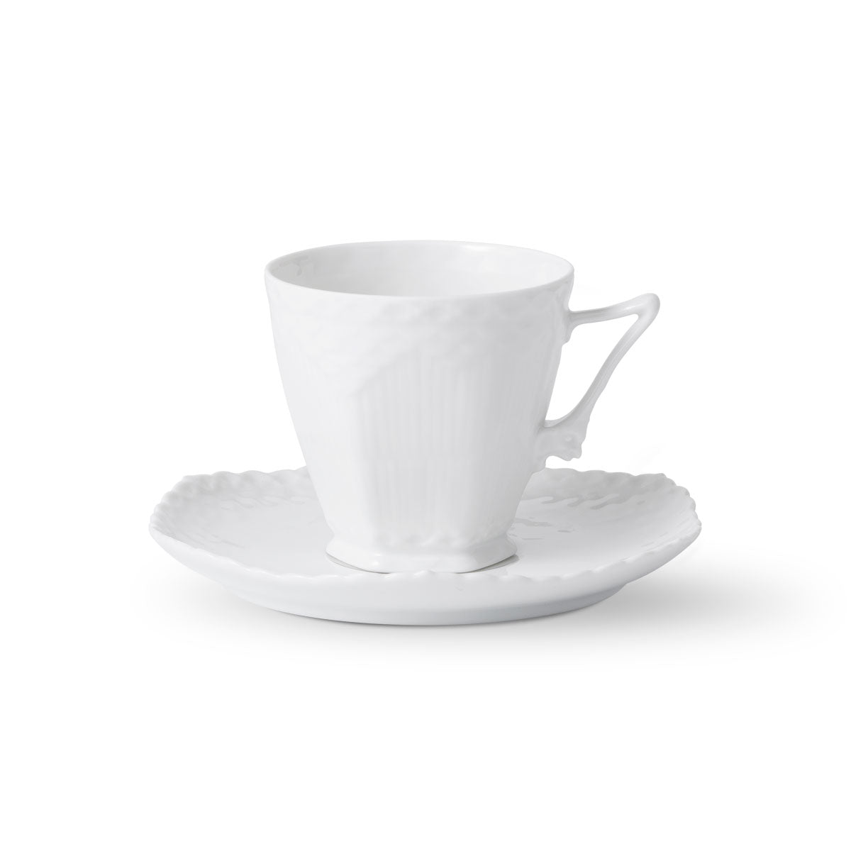WHITE FLUTED FULL LACE COFFEE CUP & SAUCER 5 OZ / 14 cl