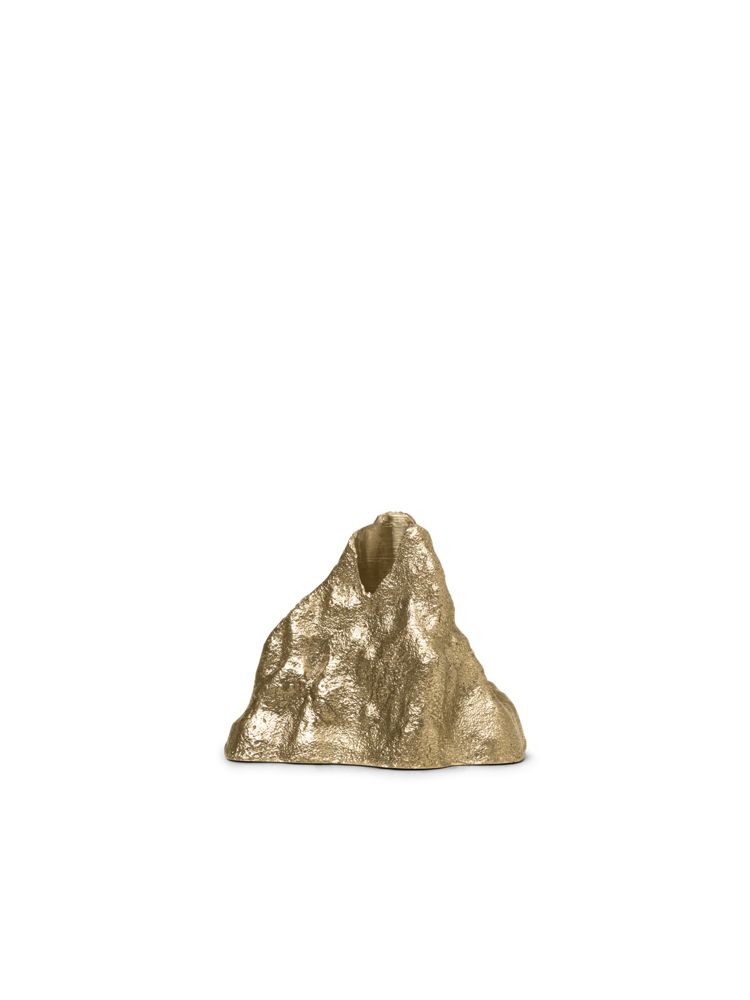 Stone Candle Holder - Small -Brass