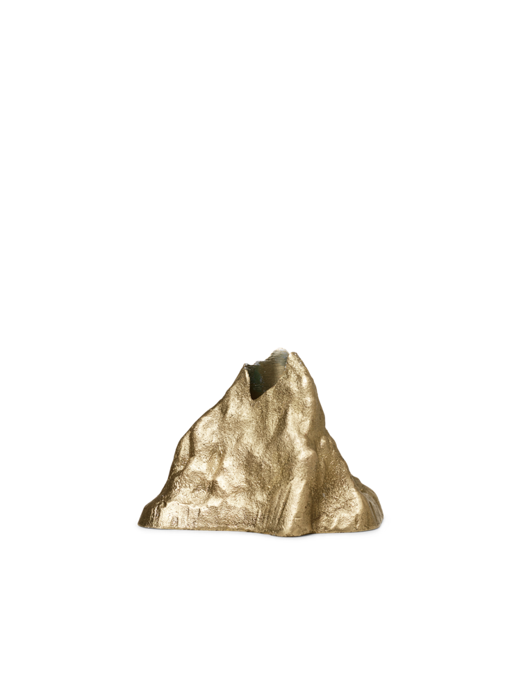 Stone Candle Holder - Large -Brass