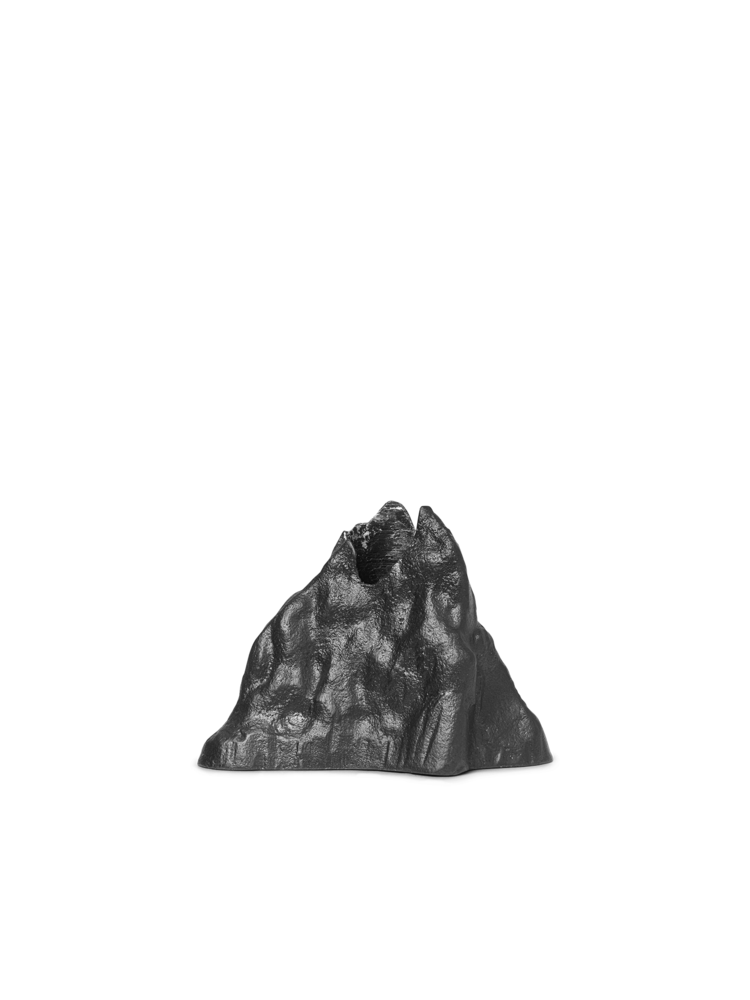 Stone Candle Holder - Large -Black Aluminium