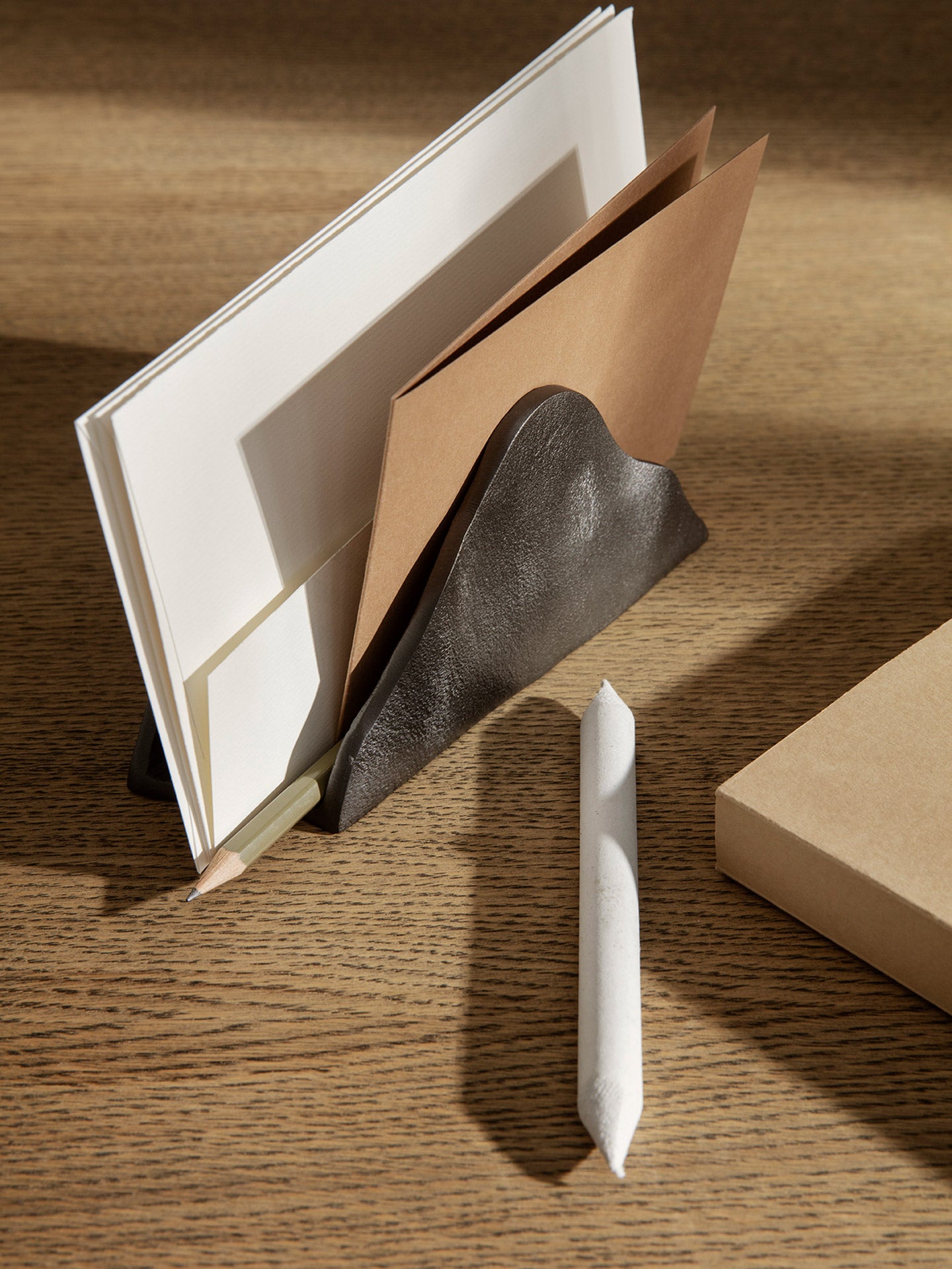 Yama Holder - Blackened Aluminium napkin / letter / desk