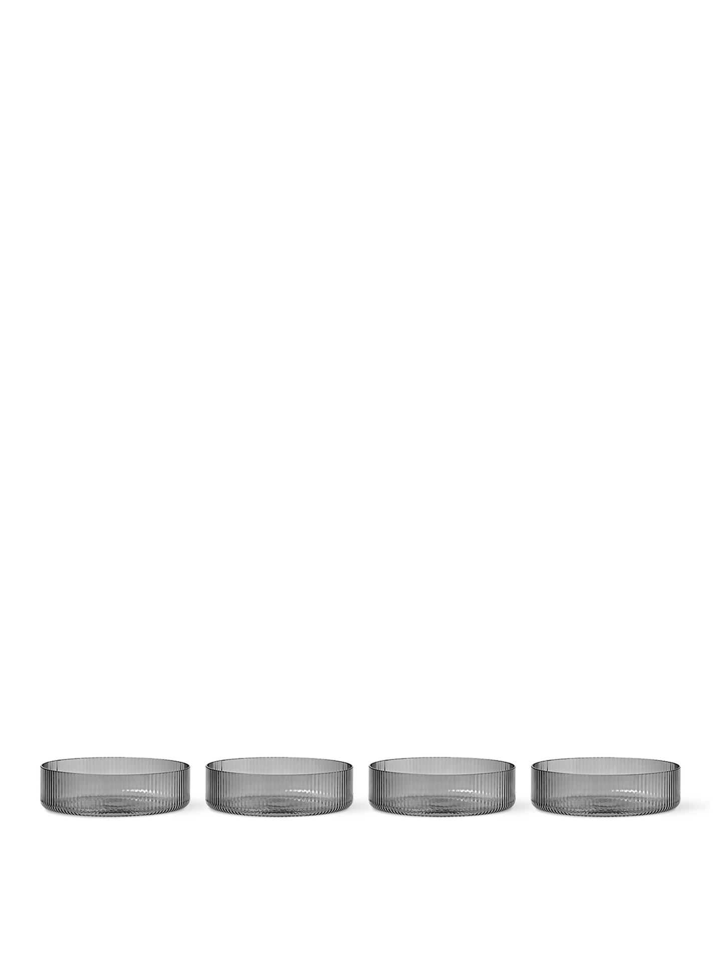 Ripple Serving Bowls - Set of 4 - Smoked Grey