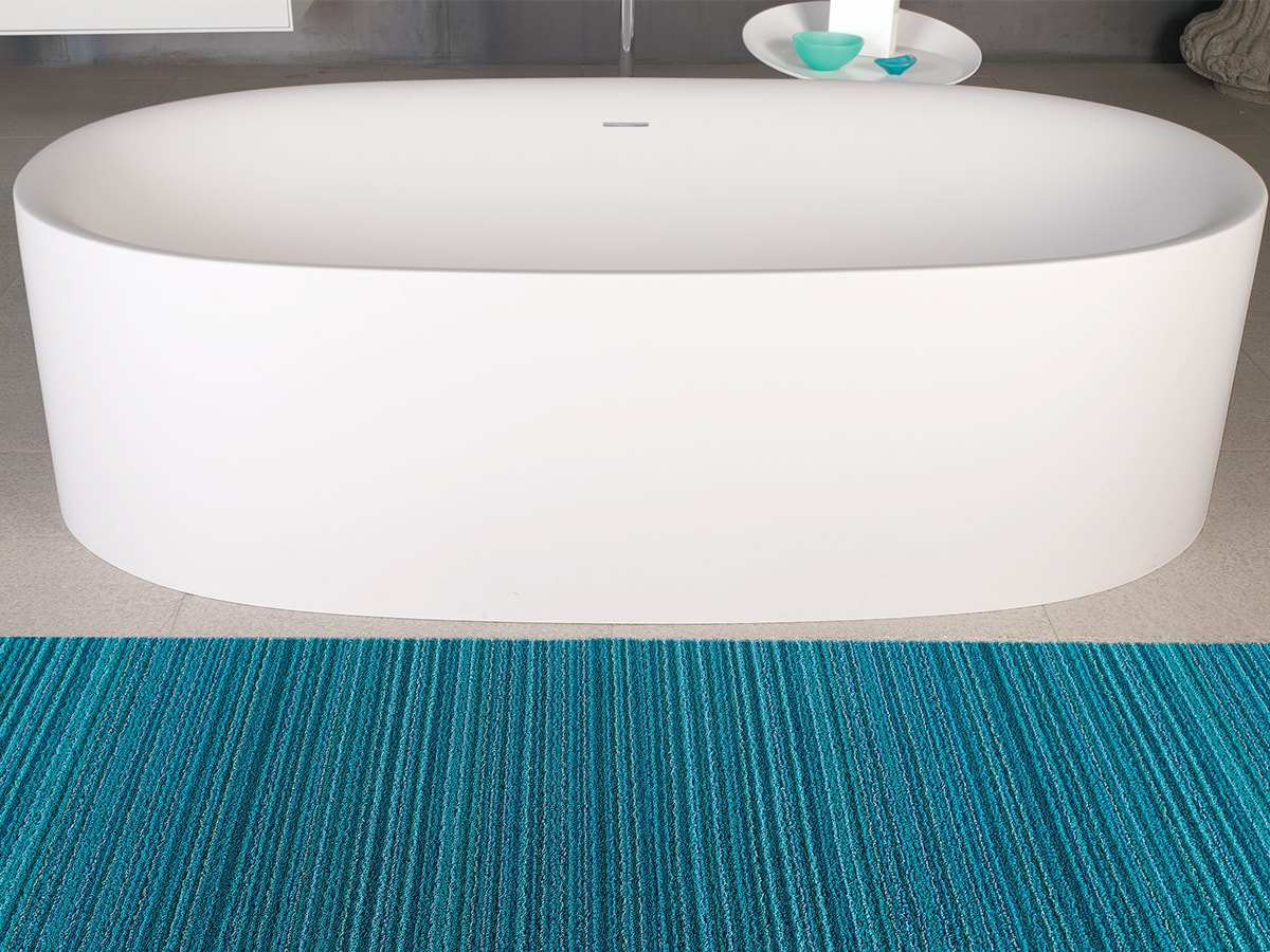 Shag Utility Mat Skinny Stripe -Turquoise 24"x36"