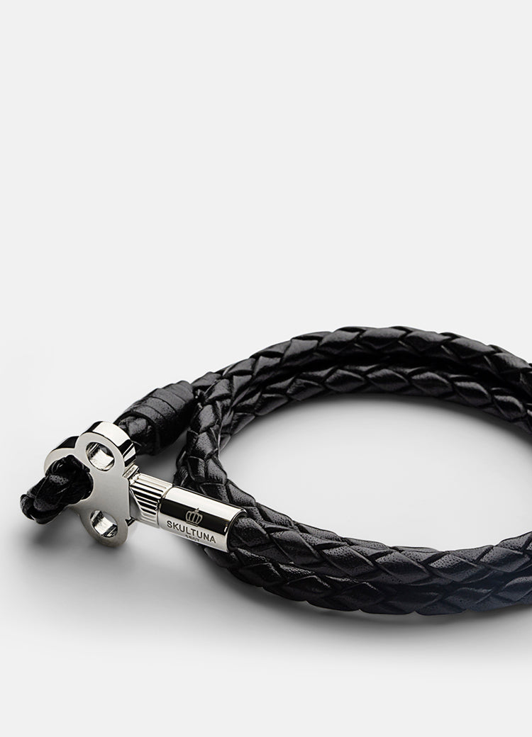 SKULTUNA The Key Leather Bracelet Steel - black
