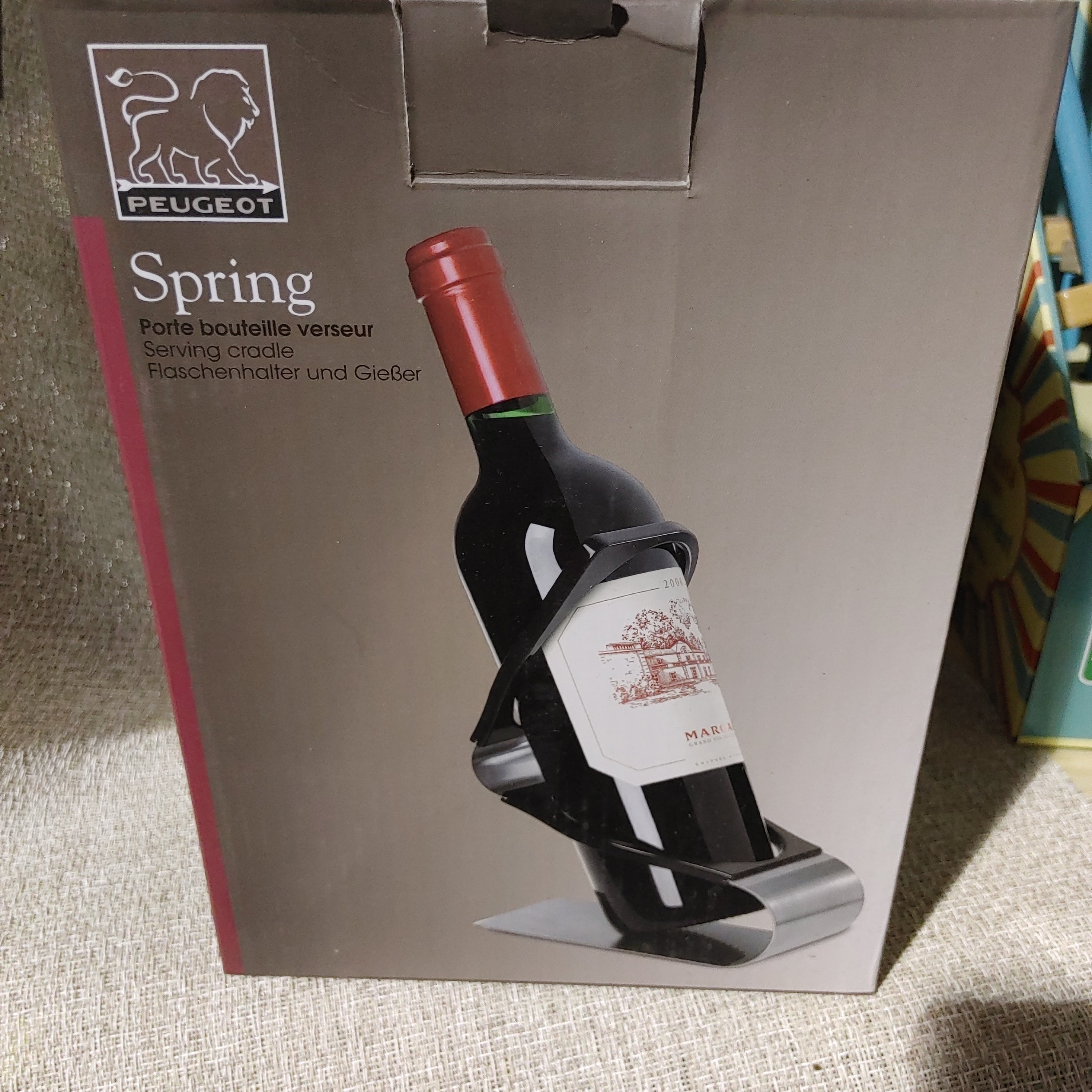 Porte-Bouteille Verseur Bottle-holder and pourer in brushed stainless steel