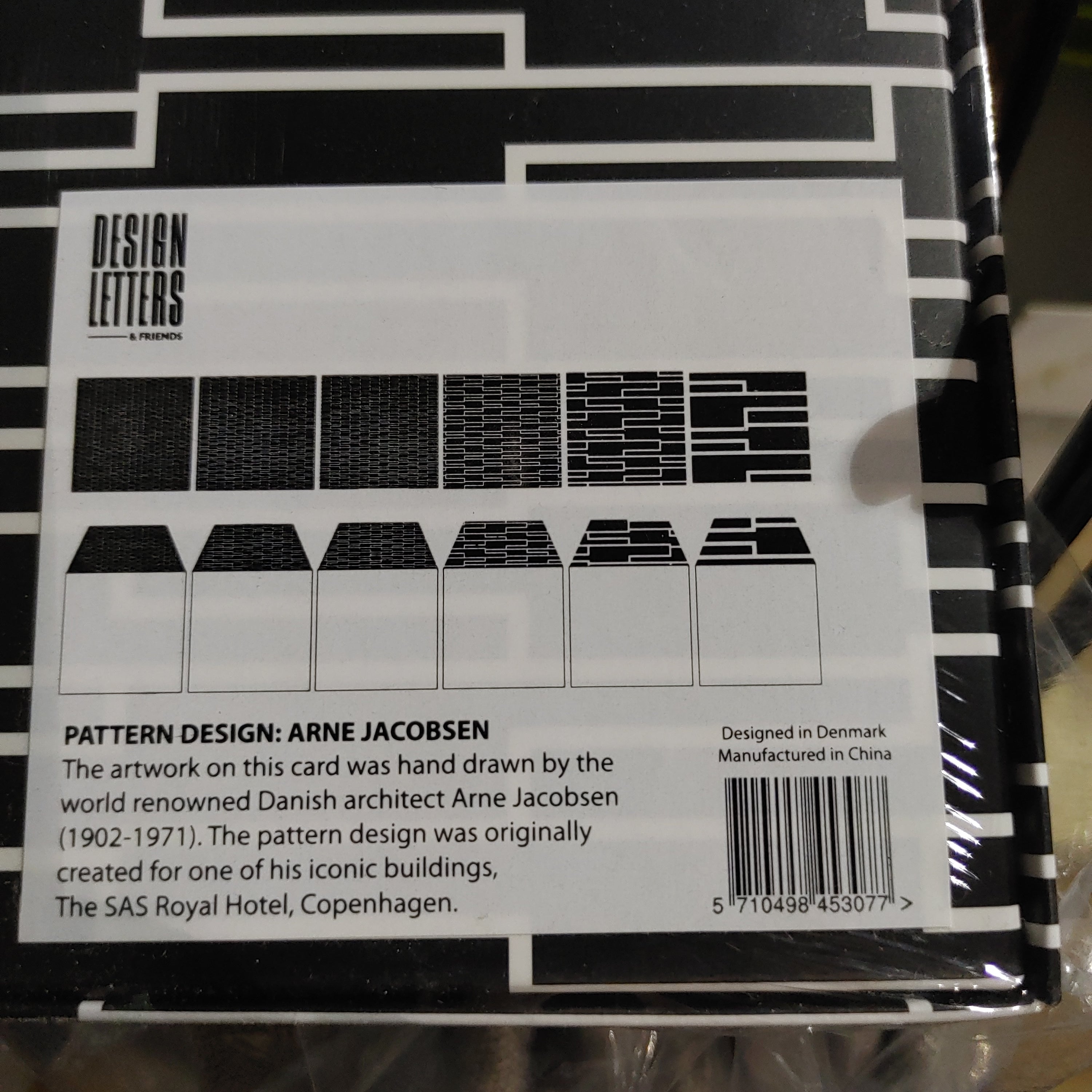 Design Letters card and envelope pattern by Arne Jacobsen