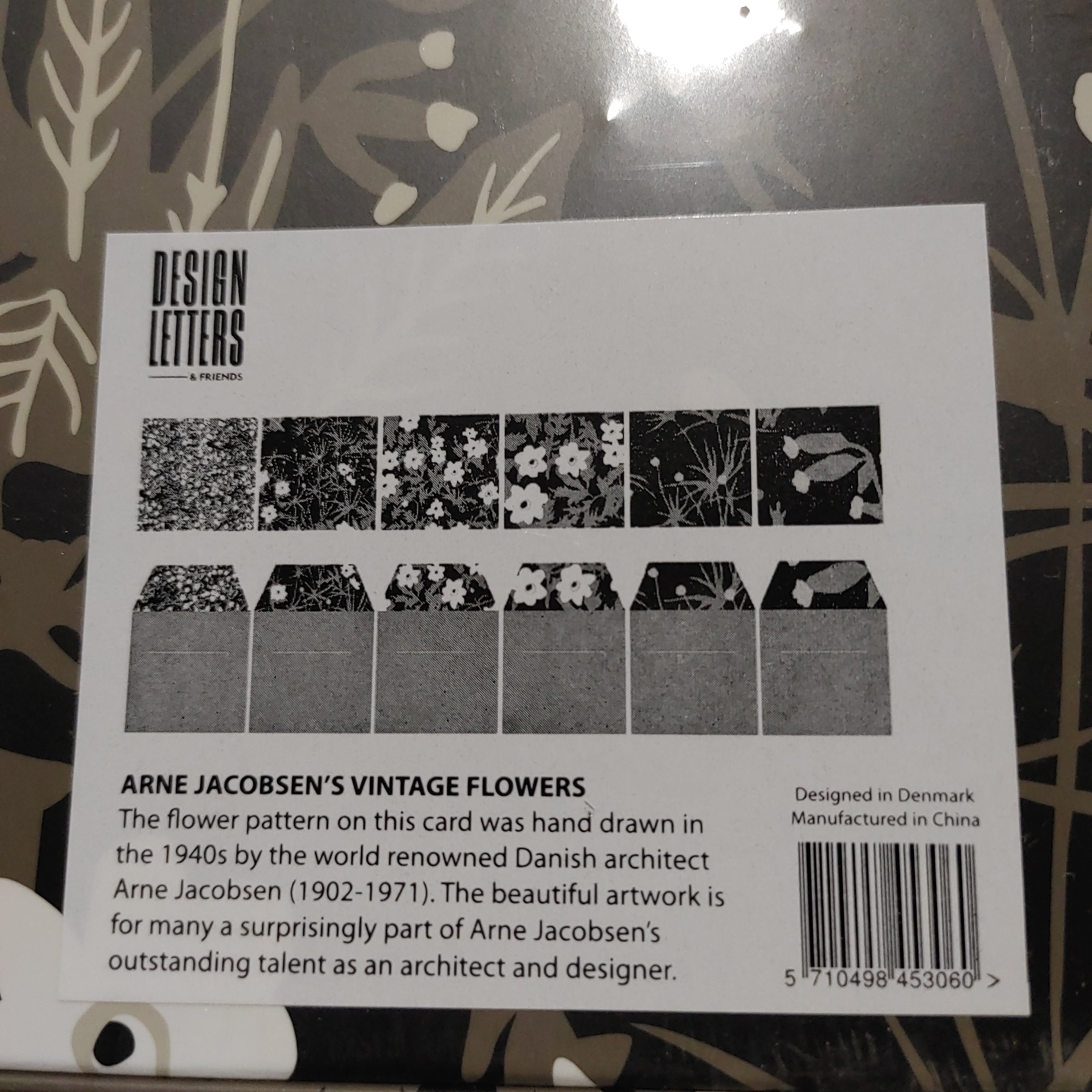 Design Letters card and envelope Flowers pattern by Arne Jacobsen