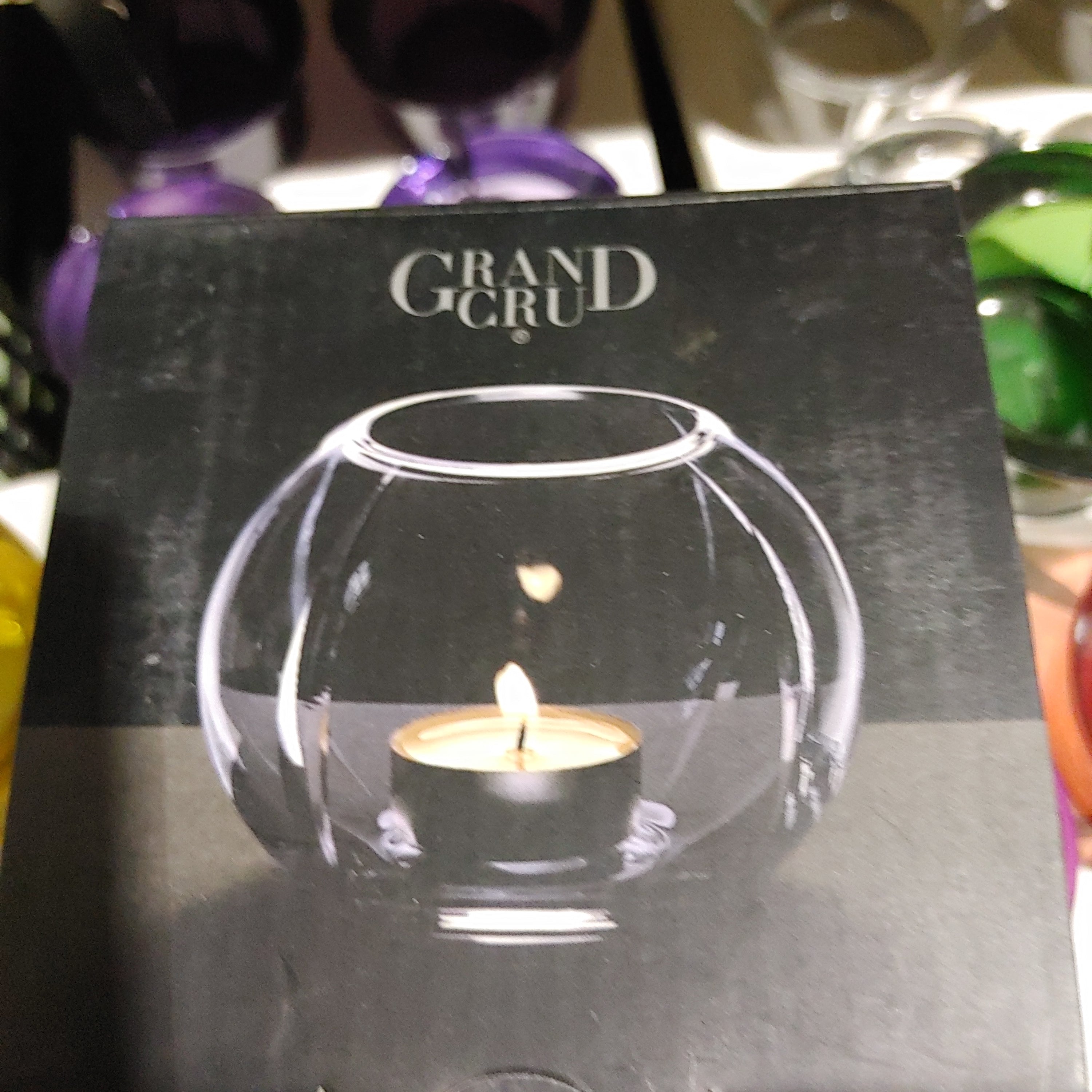 Grand Cru glass votive purple blue