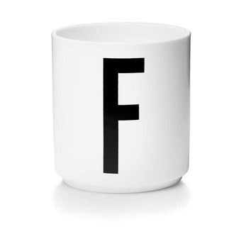 Personal Porcelain cup A-Z -White