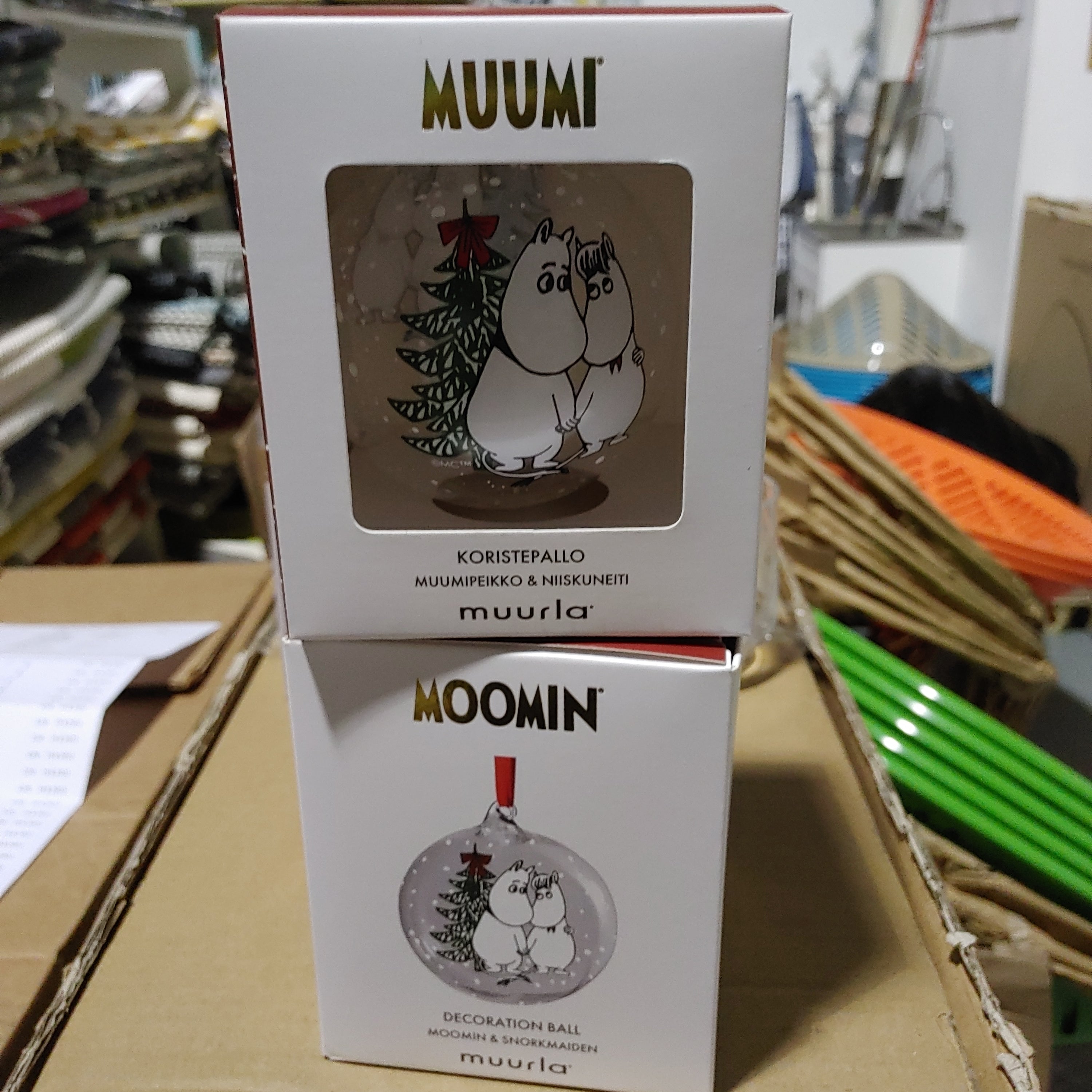 Moomin Christmas ball 9cm, Moomin & Snorkmaiden