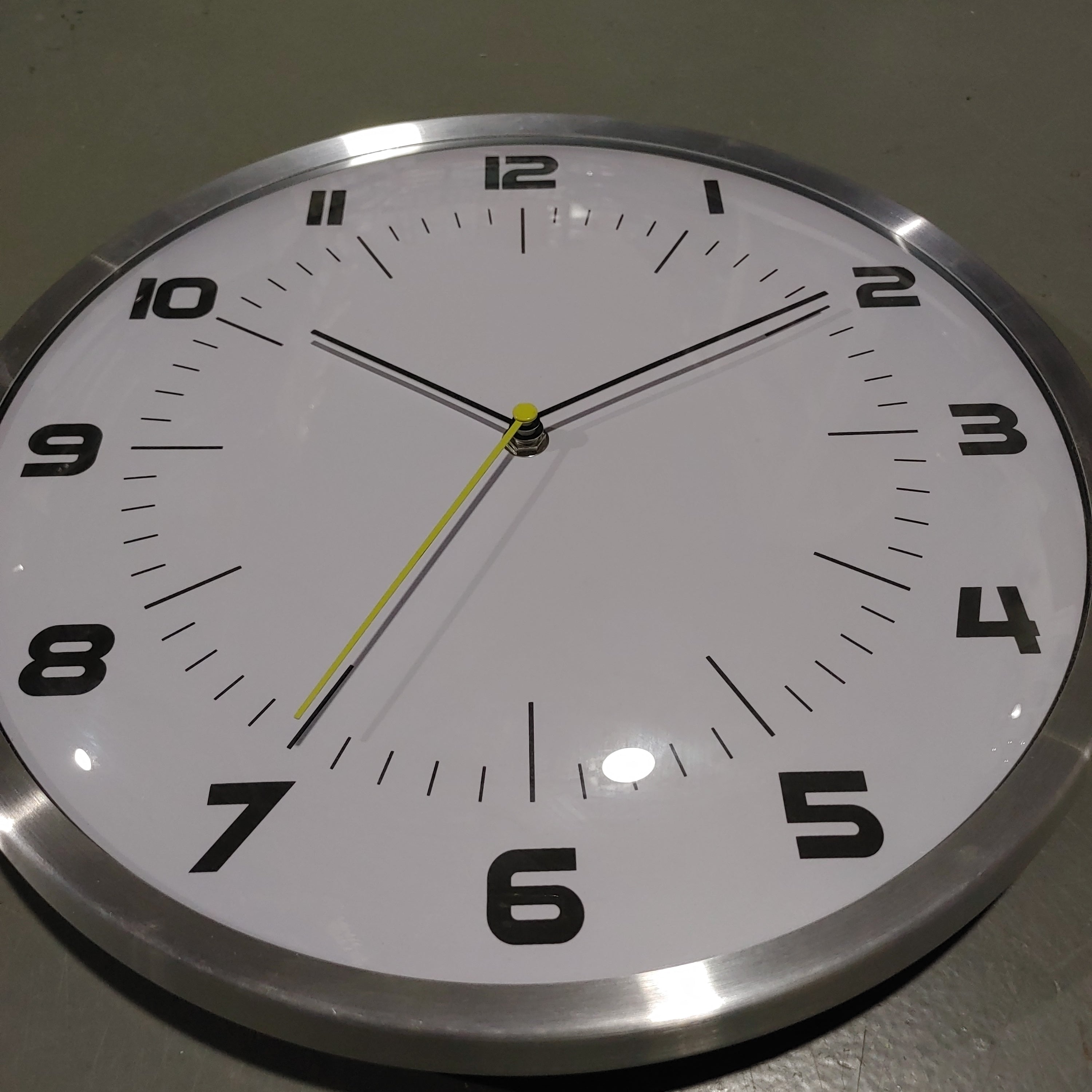 Wall clock metal 13" white face
