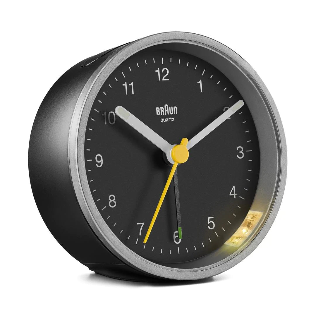 BC12SB Braun Classic Analogue Alarm Clock - Silver & Black