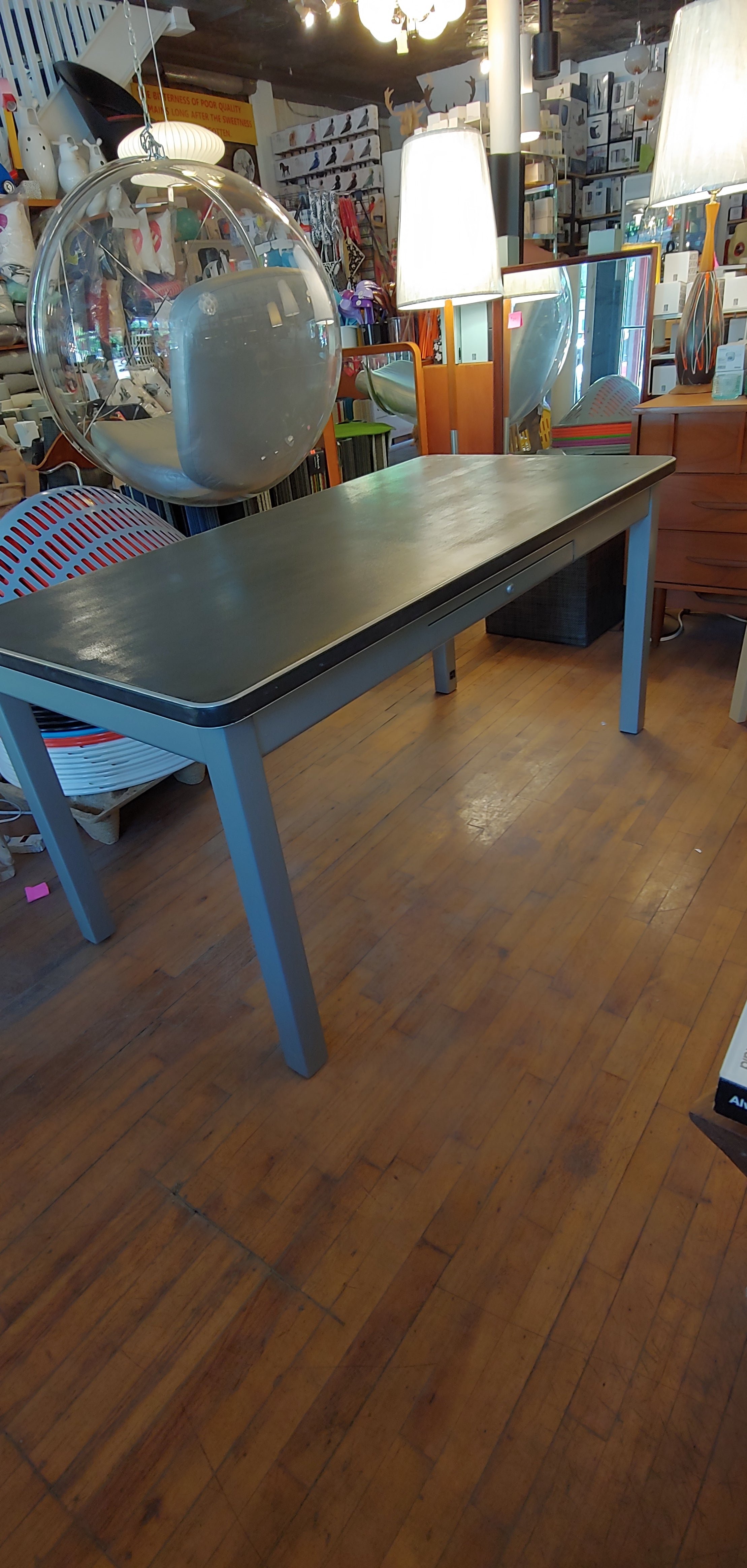 Mid century grey black metal desk
