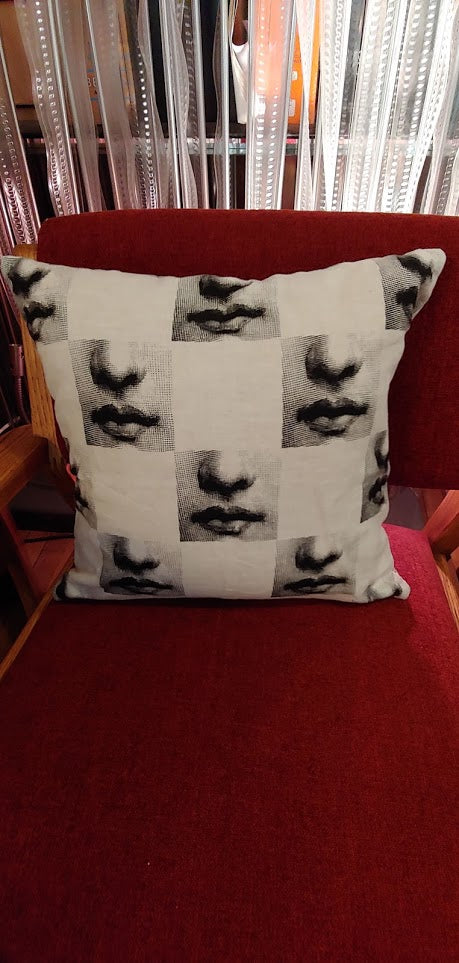 Fornasetti Pillow 16" x 16" Lips nose