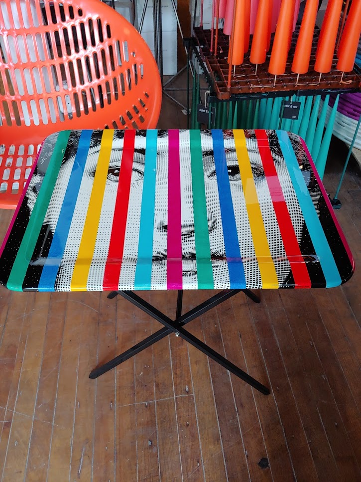 Fornasetti tray wood rectangular 48cmx60cm - Face and stripes