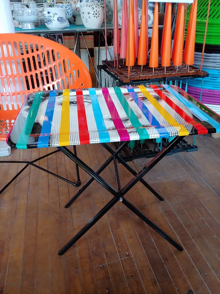 Fornasetti tray wood rectangular 48cmx60cm - Face and stripes