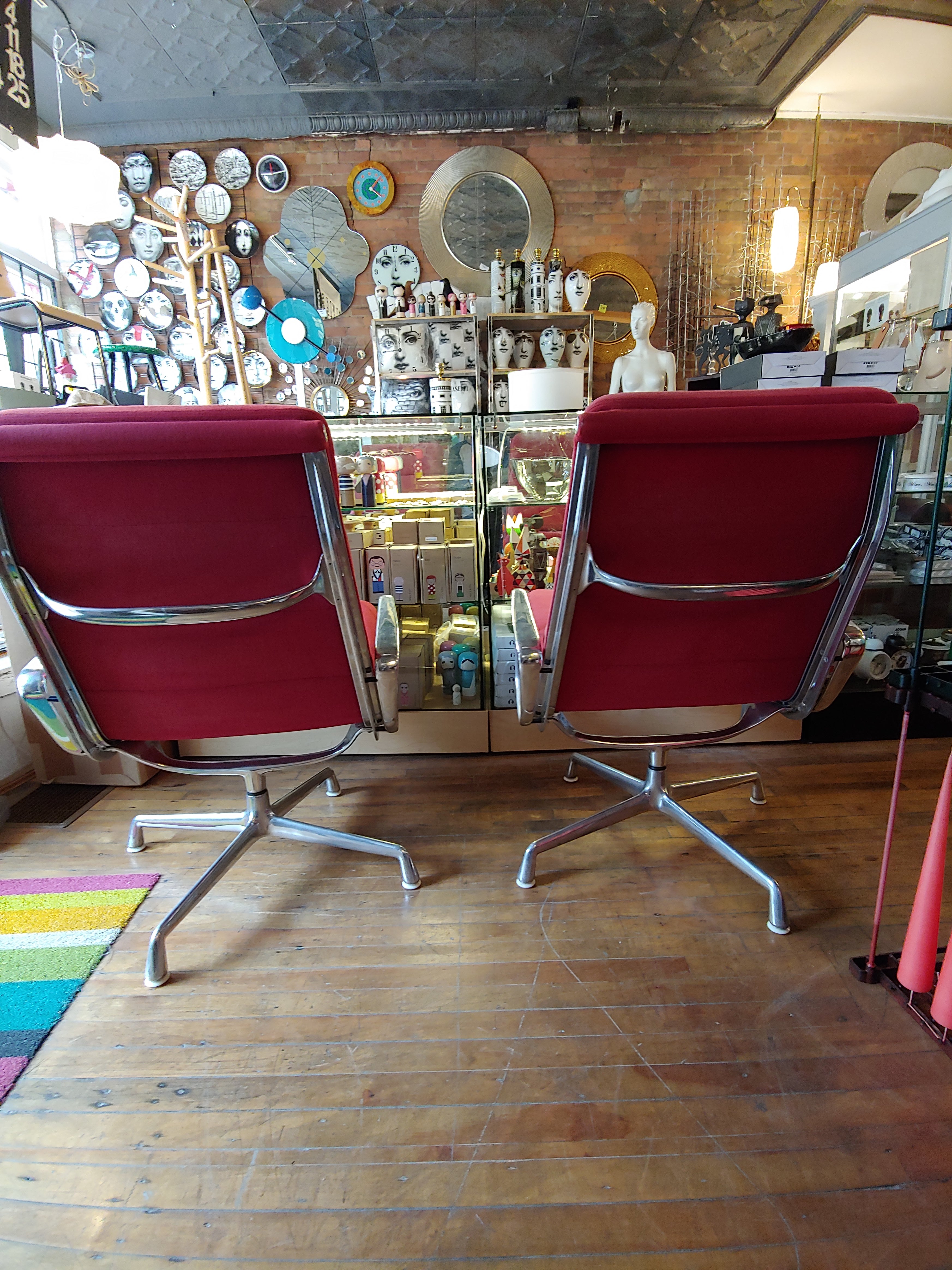 Vintage Eames soft pad aluminum lounge chairs Herman Miller