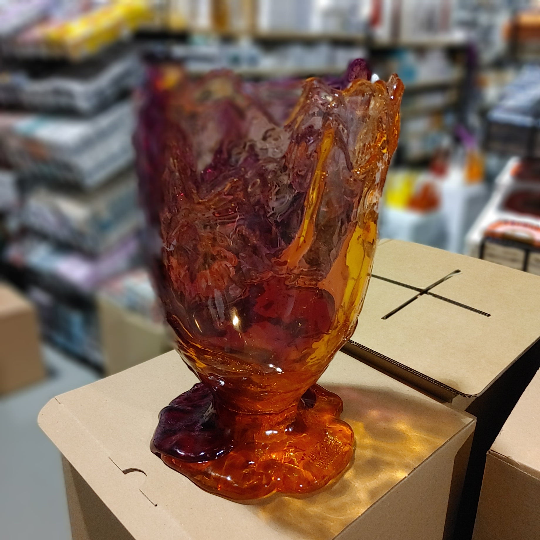 Gaetano Pesce fish vase Large TWINS C VASE L cl ruby,clear fuchsia