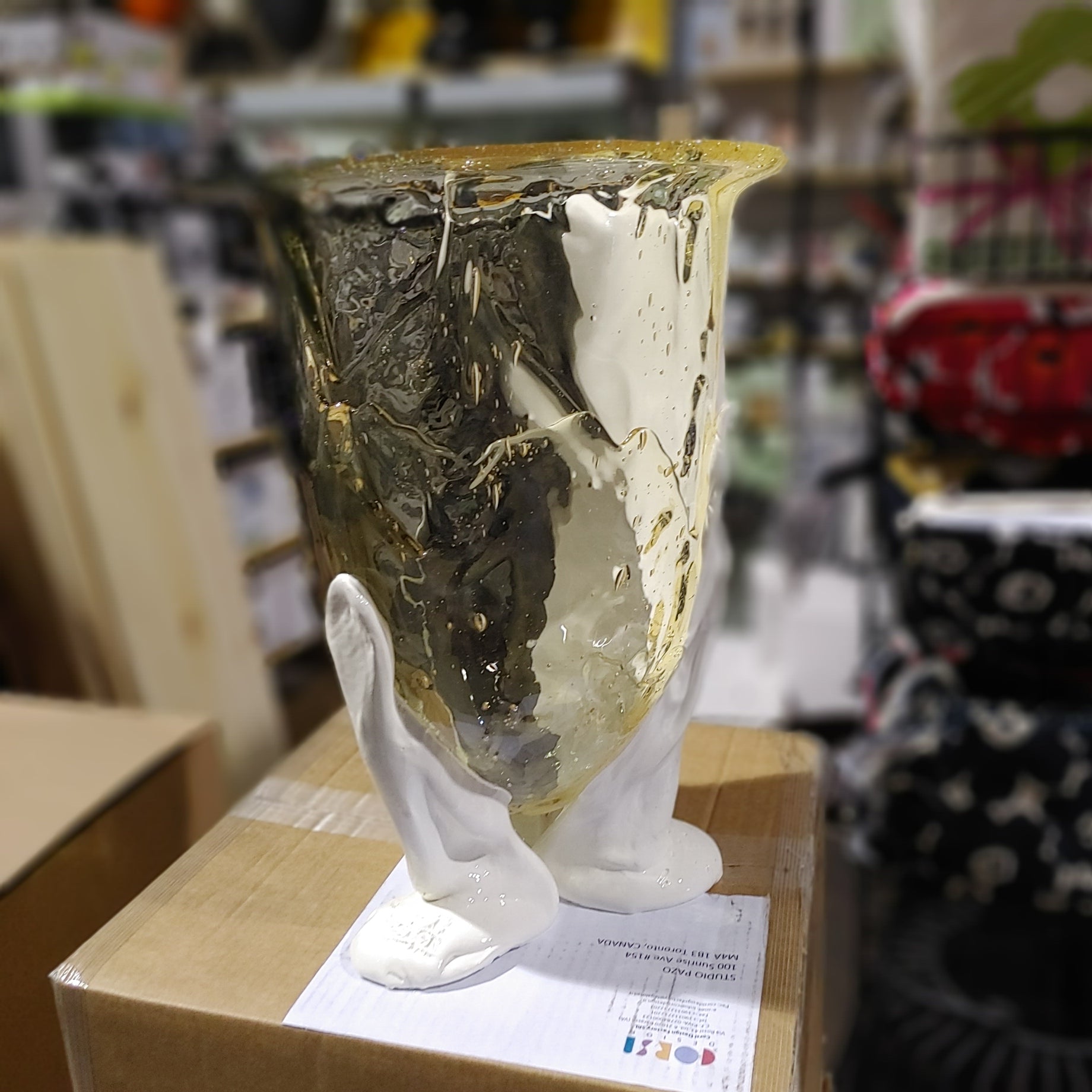 Gaetano Pesce fish vase Large VASO AMAZONIA L clear fumè,clear,matt white/matt white