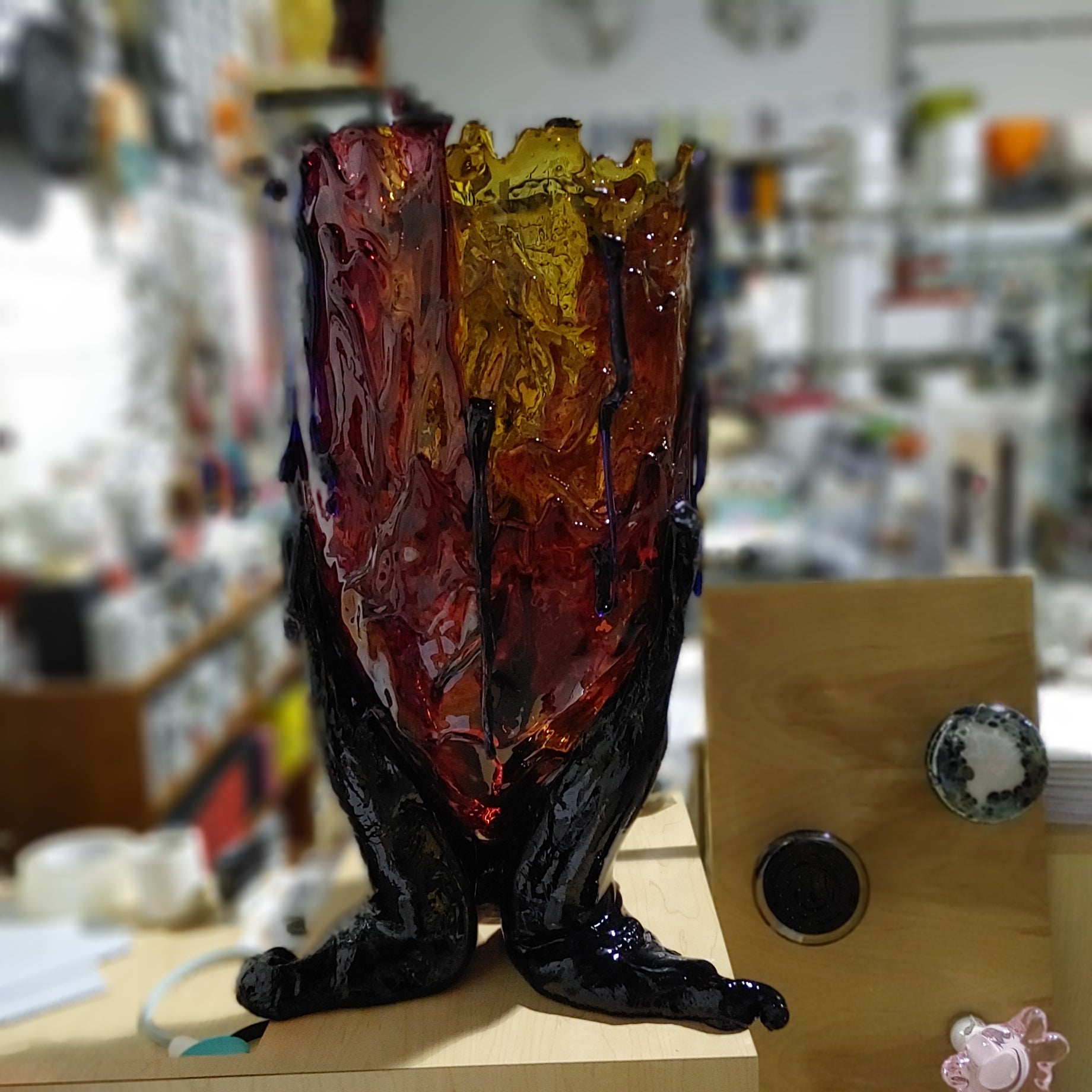Gaetano Pesce fish vase XL CLEAR SPECIAL VASE EXTC. XL amber,cl fuch/bl kl