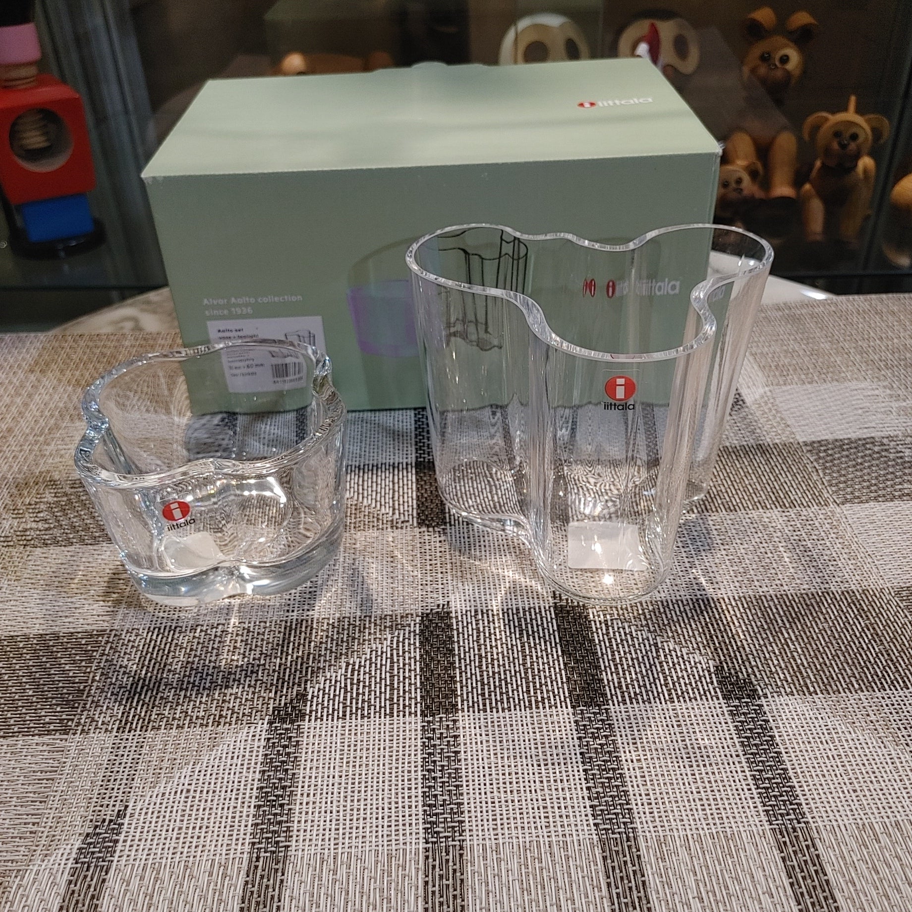 Aalto Duo set Clear 95mm + 60mm (3.75" vase & tealight candle holder) votive
