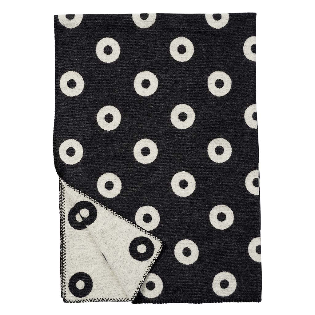 Blanket wool  130x180cm - Rings  Black