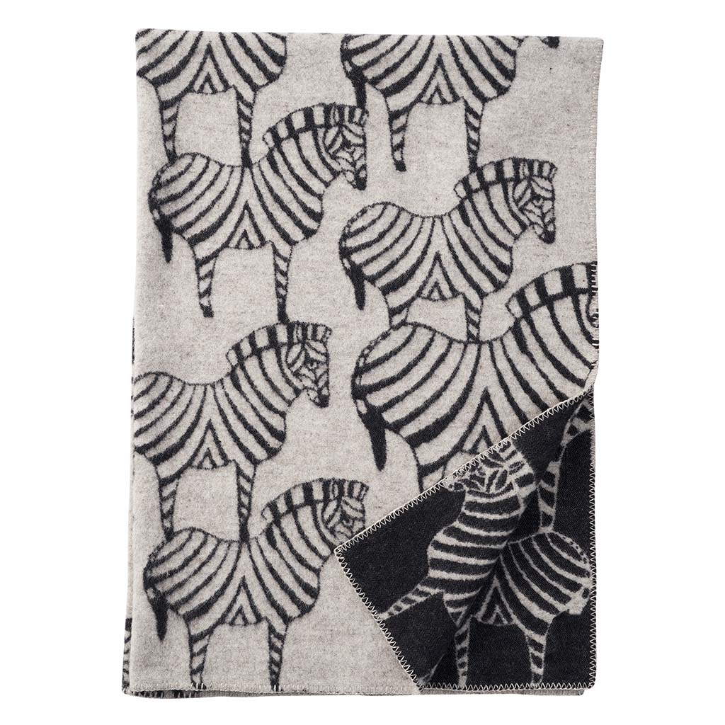 Klippan wool blanket Zebras by Lisa Larson Beige black
