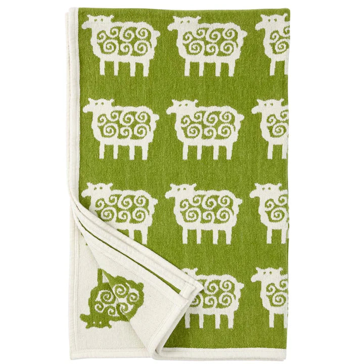 Klippan blanket 90 x 140 cm. organic cotton chenille Sheep green